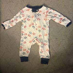 Burt's Bees Newborn Baby One Piece Pajama - Red, White, and Blue Stars